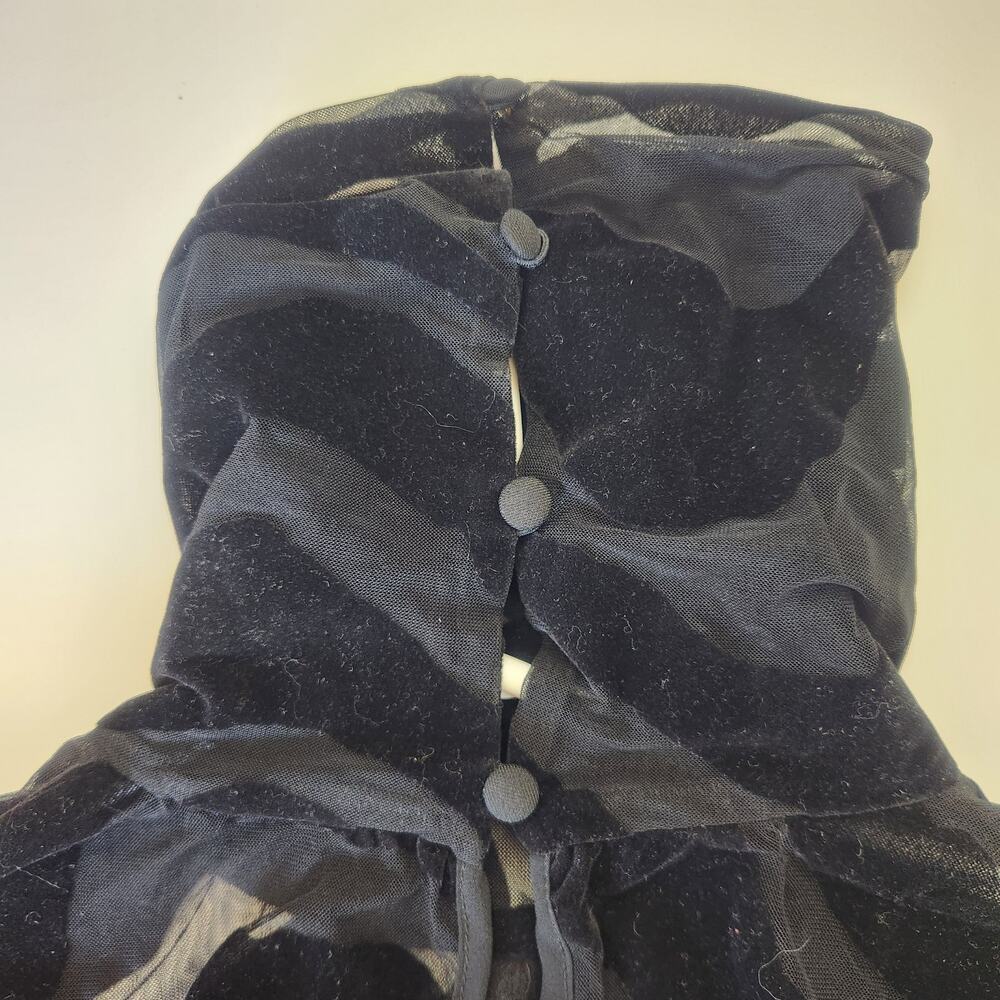 Just Cavalli Black Sheer Top Shirt Long Sleeve Size 40 US Small High Neck Velvet - Picture 5 of 9